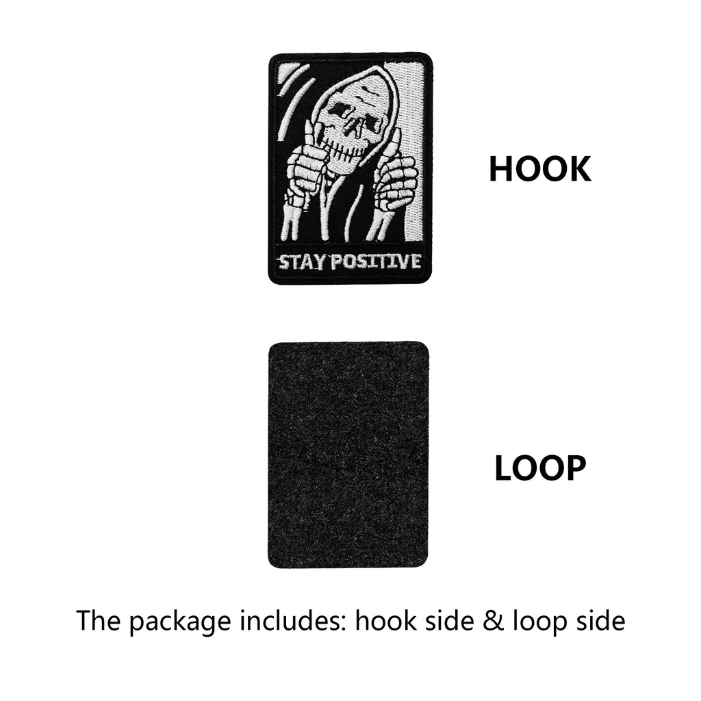 Stay Positive Grim Reaper Death Skeleton Dark Humor Patch (Velcro)