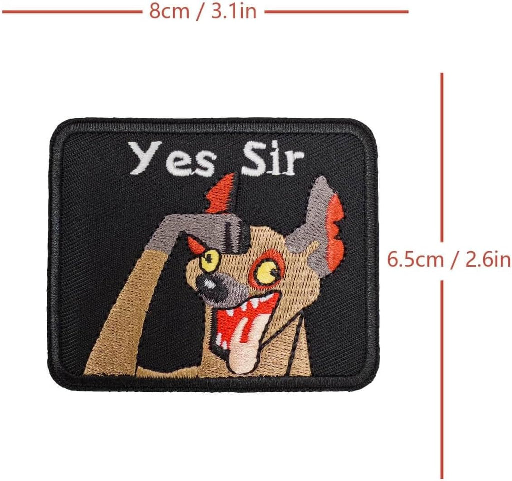 Yes Sir Funny Hyena Cartoon Meme Patch (Velcro)