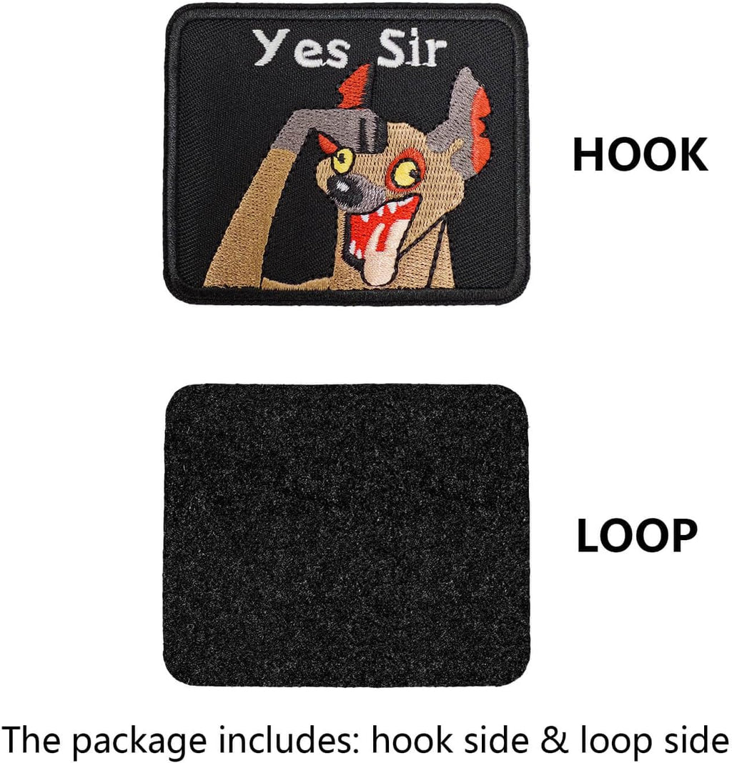Yes Sir Funny Hyena Cartoon Meme Patch (Velcro)