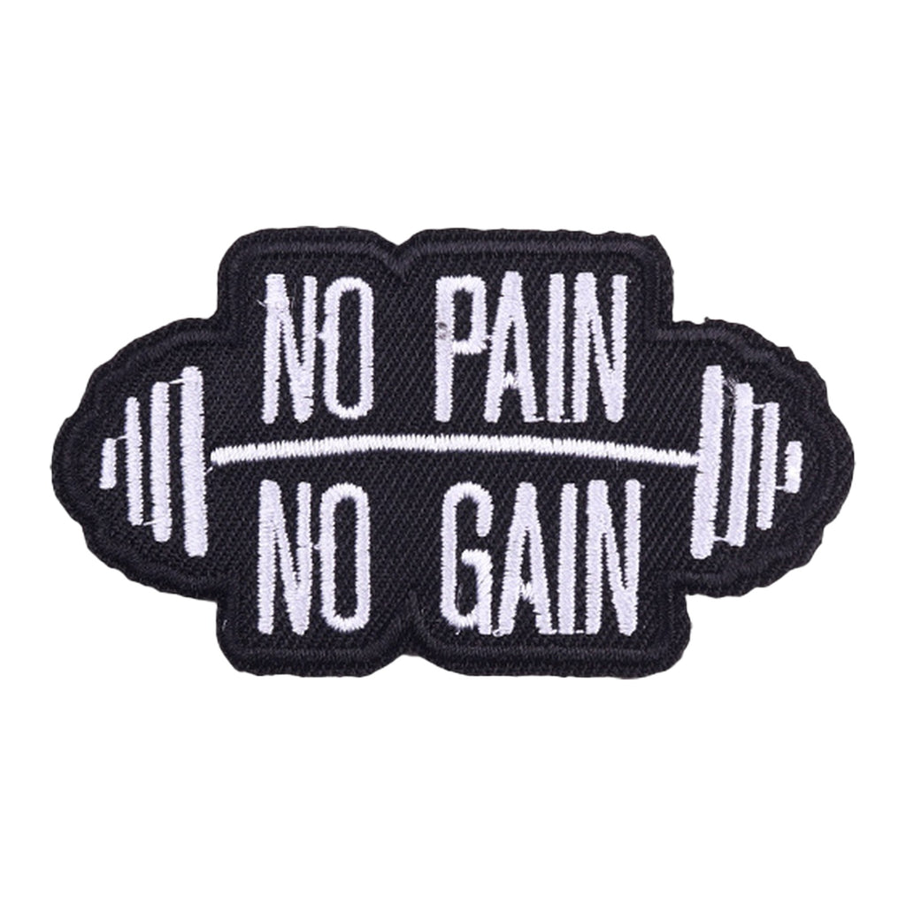 No Pain No Gain Fitness Gym Motivational Workout Quote Patch (Iron-on)