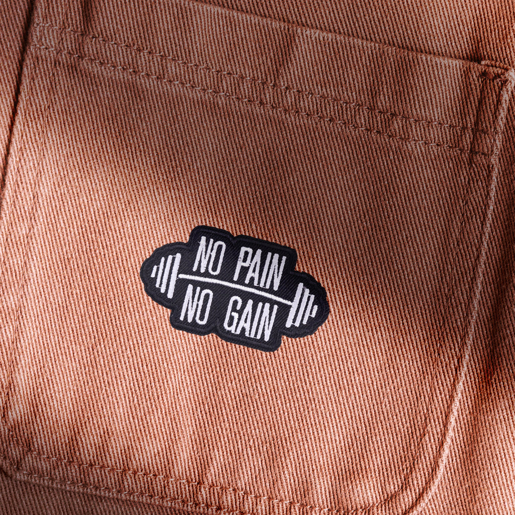 No Pain No Gain Fitness Gym Motivational Workout Quote Patch (Iron-on)