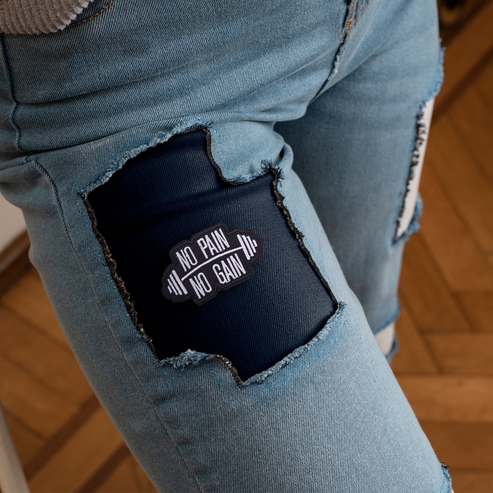 No Pain No Gain Fitness Gym Motivational Workout Quote Patch (Iron-on)