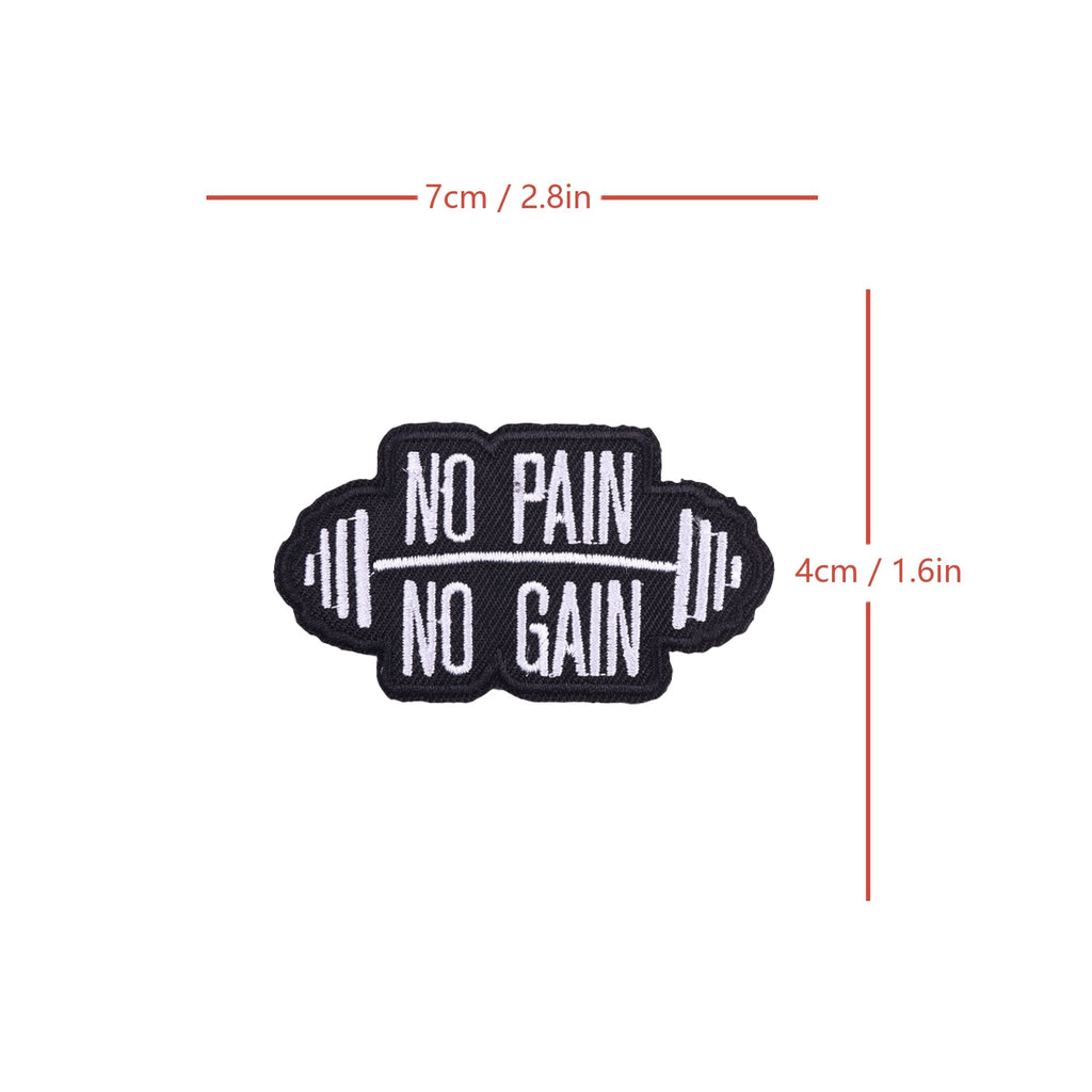 No Pain No Gain Fitness Gym Motivational Workout Quote Patch (Iron-on)