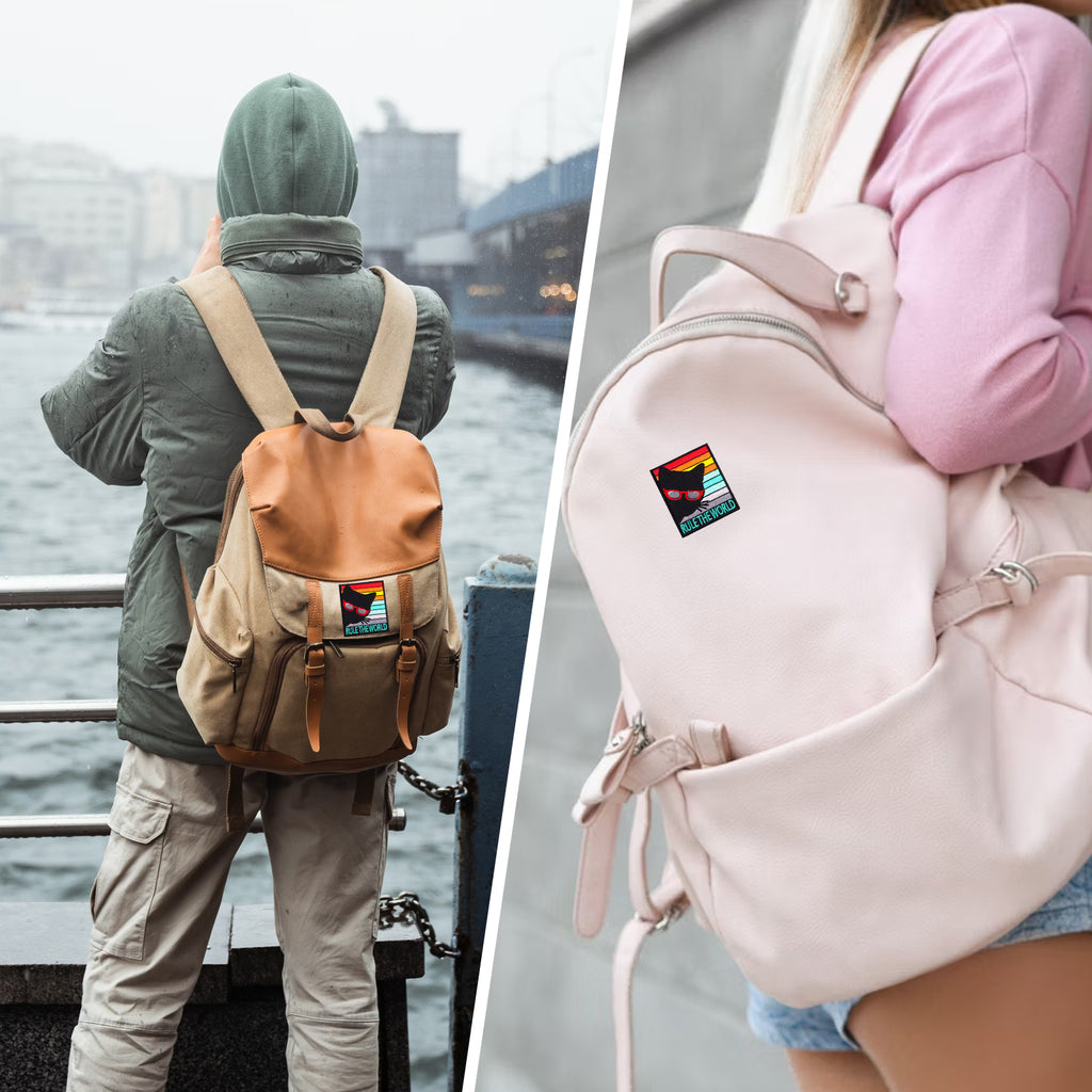 Rule The World Cool Cat Retro Patch (Iron-on)