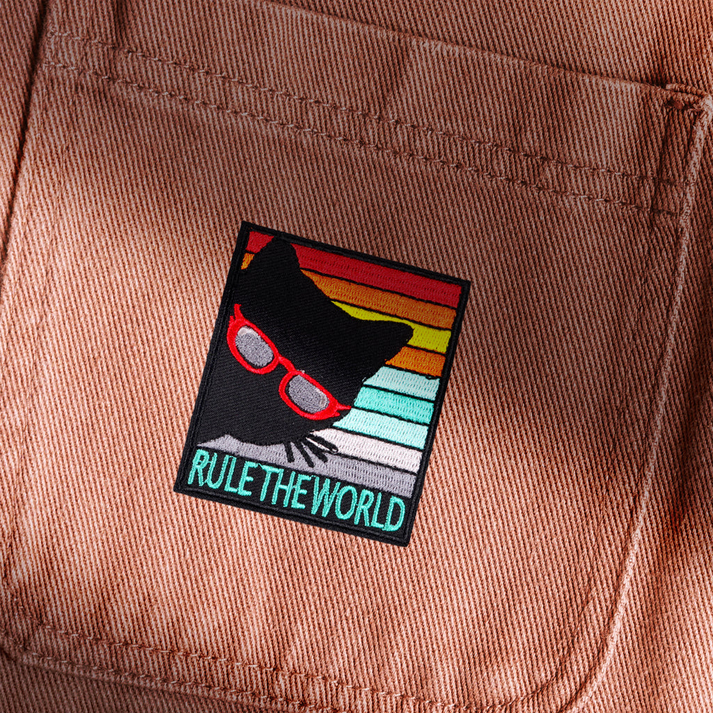 Rule The World Cool Cat Retro Patch (Iron-on)