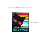 Rule The World Cool Cat Retro Patch (Iron-on)