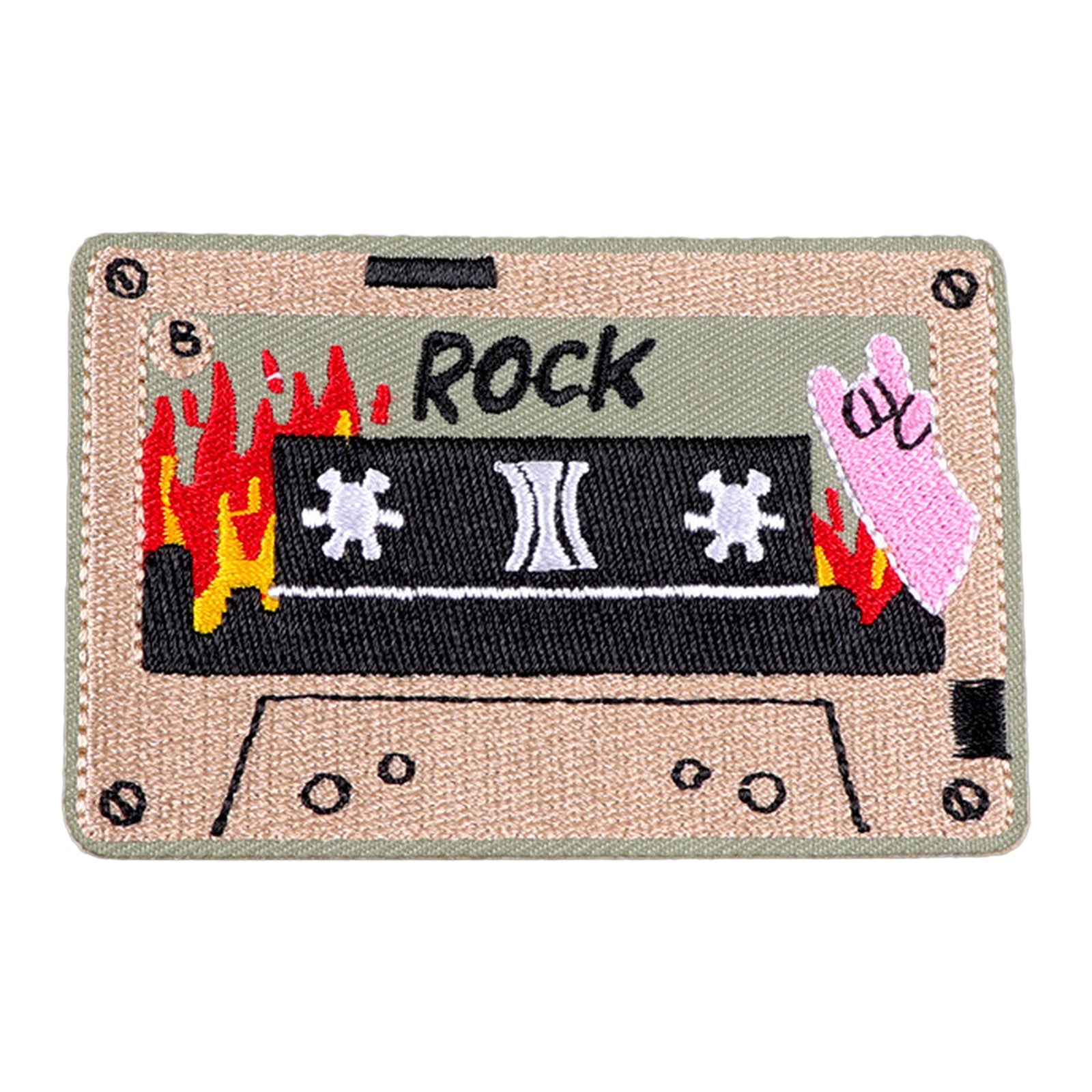 Rock Music Vintage Cassette Fire Retro Patch (Iron-on)