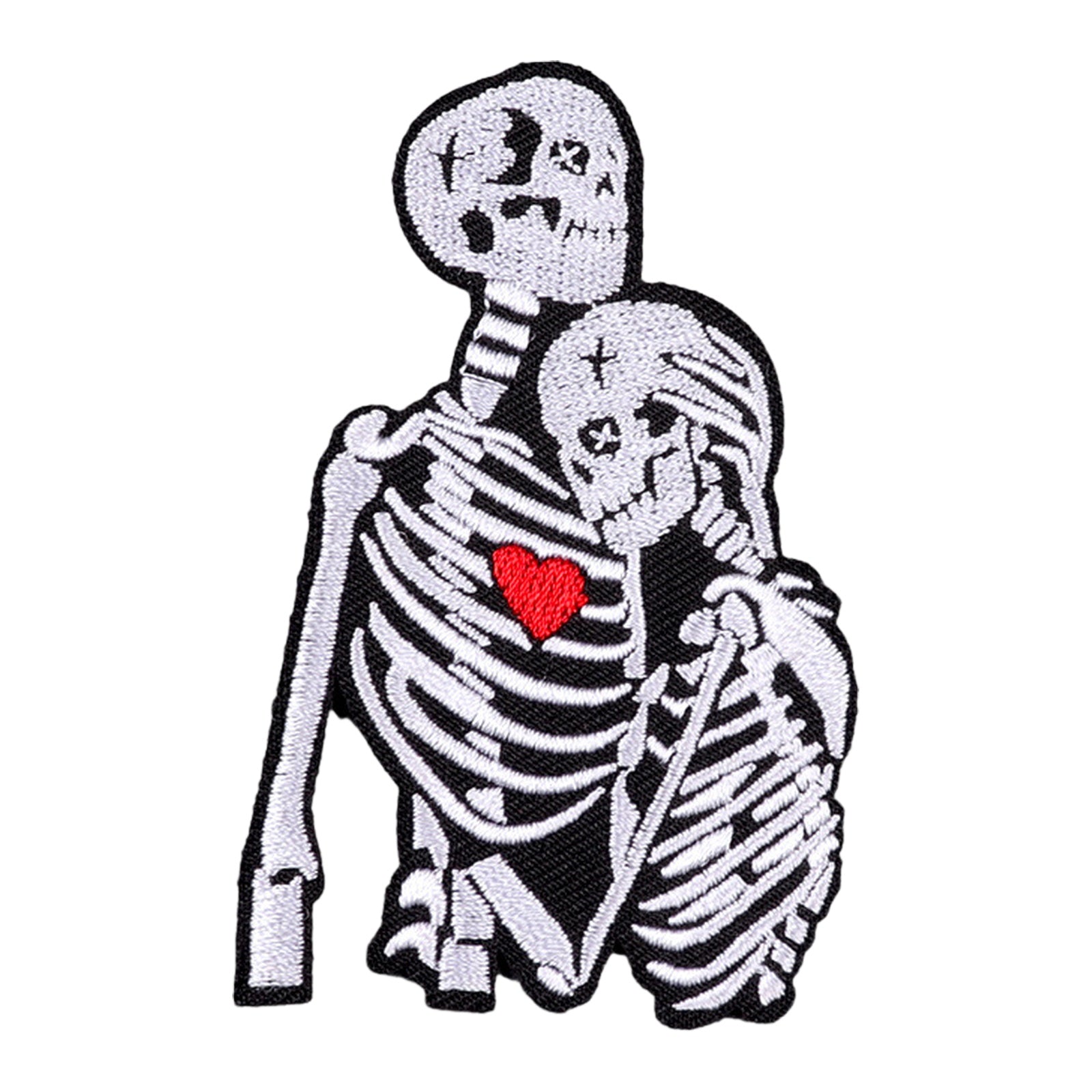 Skeleton Couple Gothic Love Heart Patch (Iron-on)