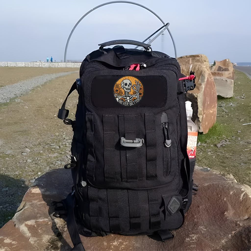 Never Better Skeleton Optimistic Self-Motivation Funny Meme Patch (Velcro)