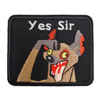 Yes Sir Funny Hyena Cartoon Meme Patch (Velcro)