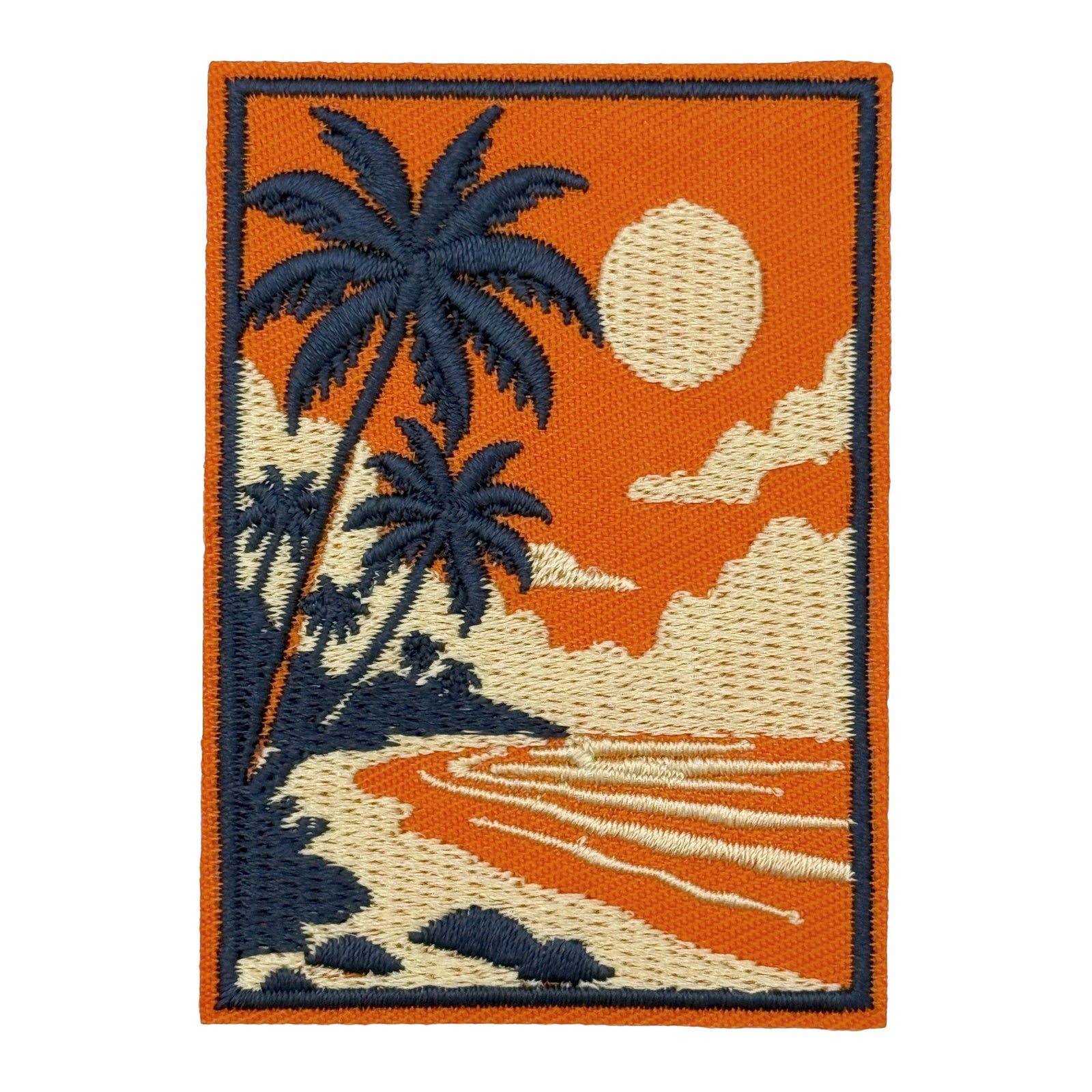 Vintage Sunset Beach Palm Tree Vacation Retro Patch (Iron-on)