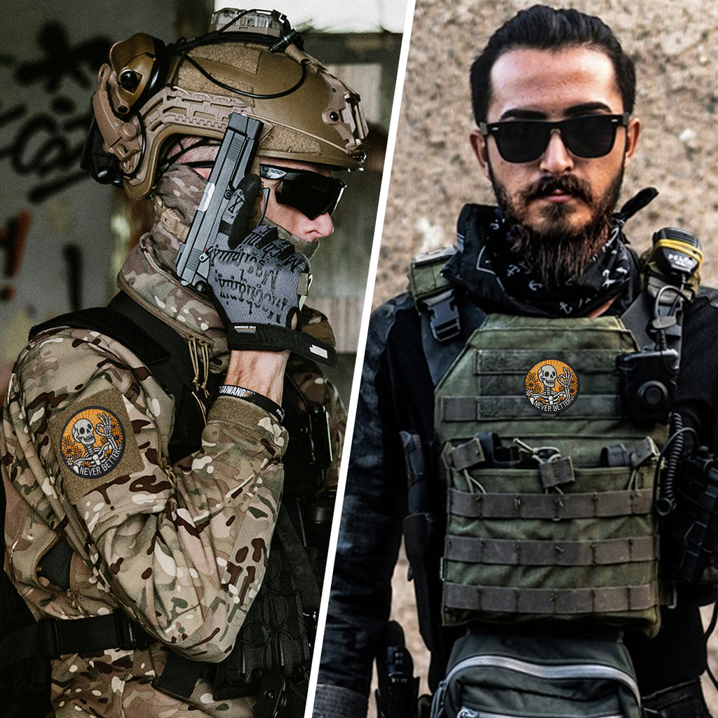 Never Better Skeleton Optimistic Self-Motivation Funny Meme Patch (Velcro)