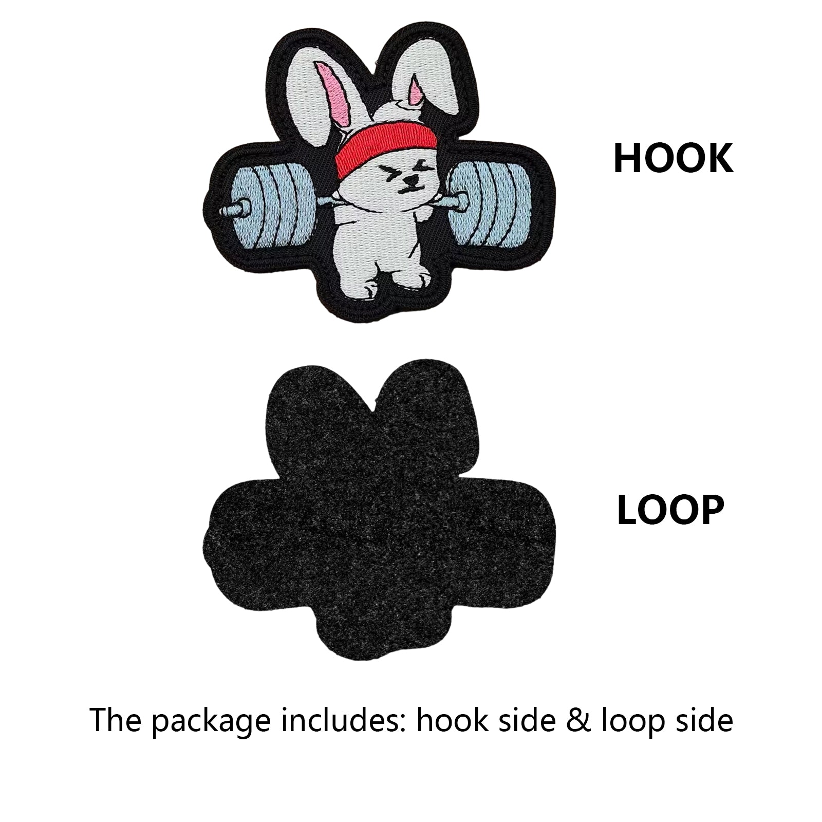 Weightlifting Bunny Gym Workout Cute Funny Patch (Velcro)