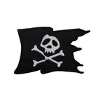 Pirate Skull Crossbones Flag Wavy Black Banner Patch (Iron-on)