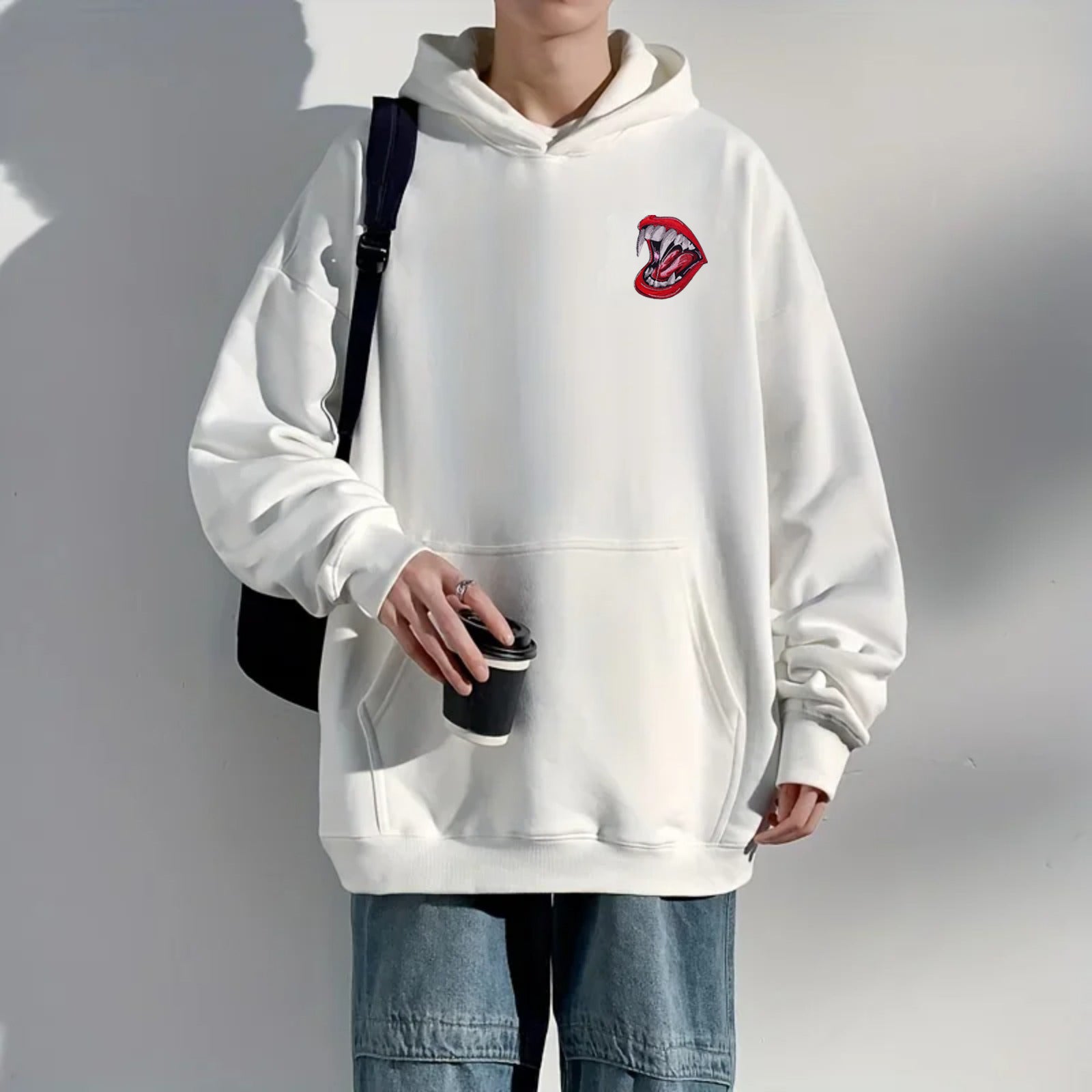 Vampire Fangs & Lips Embroidered Patch (Iron-on)