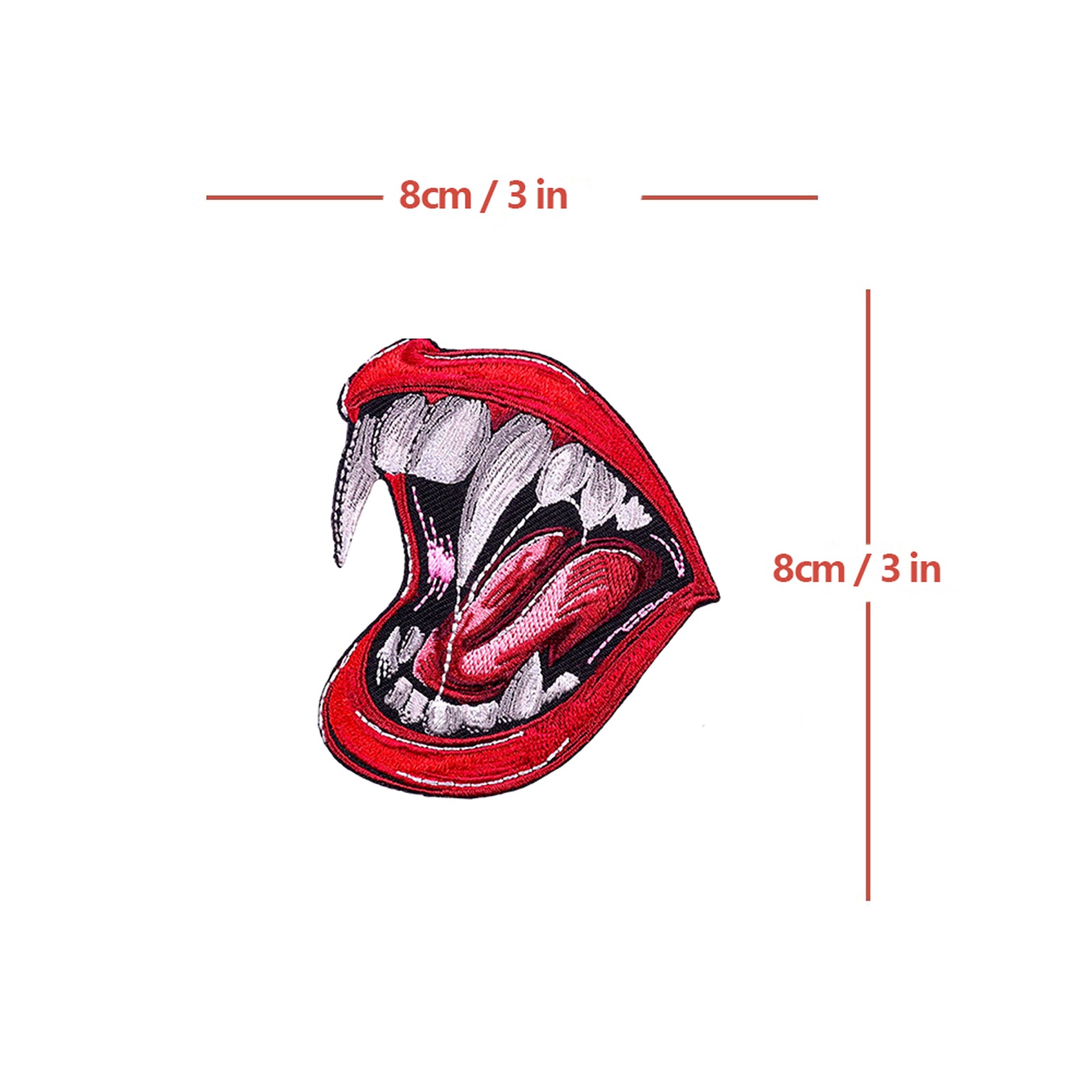 Vampire Fangs & Lips Embroidered Patch (Iron-on)