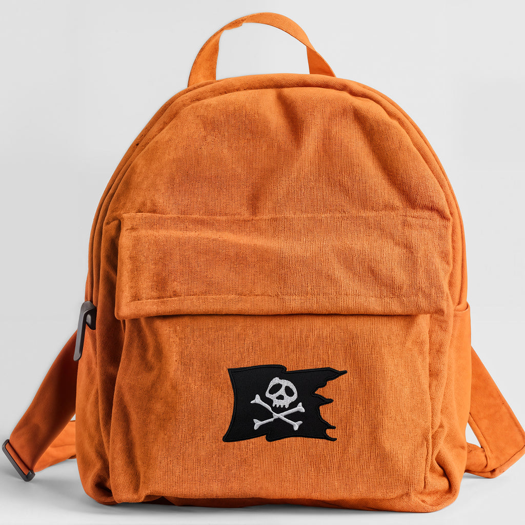 Pirate Skull Crossbones Flag Wavy Black Banner Patch (Iron-on)