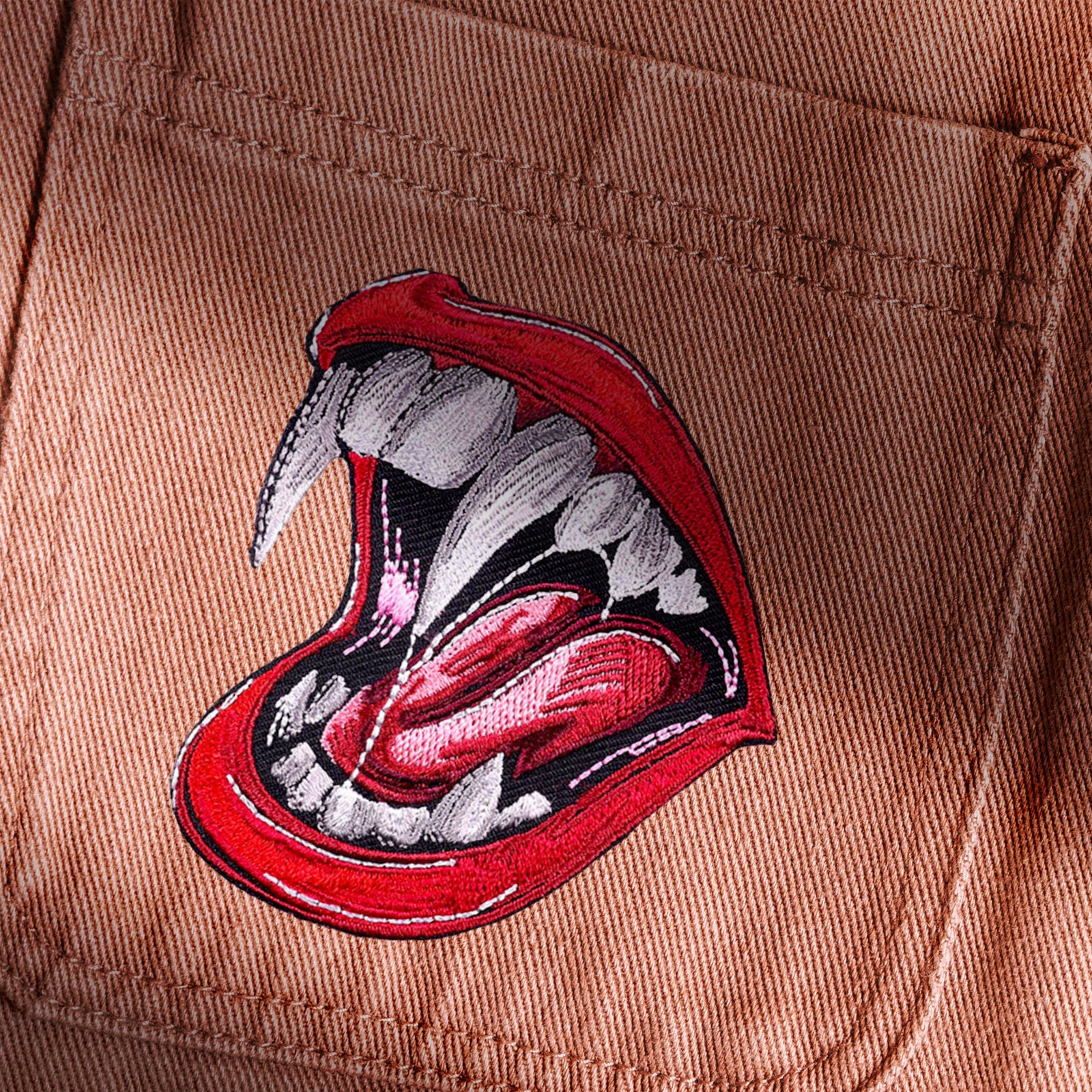 Vampire Fangs & Lips Embroidered Patch (Iron-on)